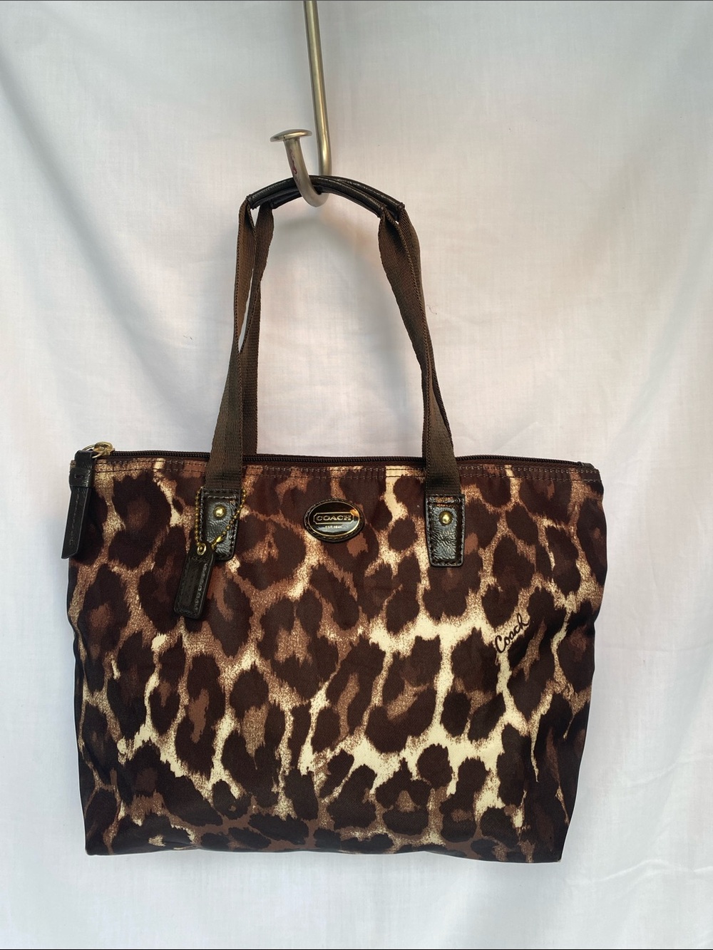 Coach Brown Leopard-Print Tote